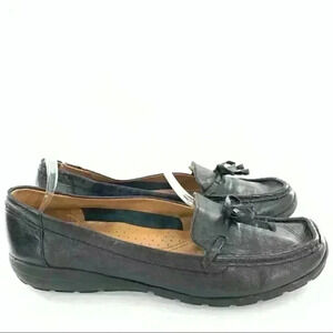 Easy spirit es7aily womens flats 8 black leather square toe loafers Academia